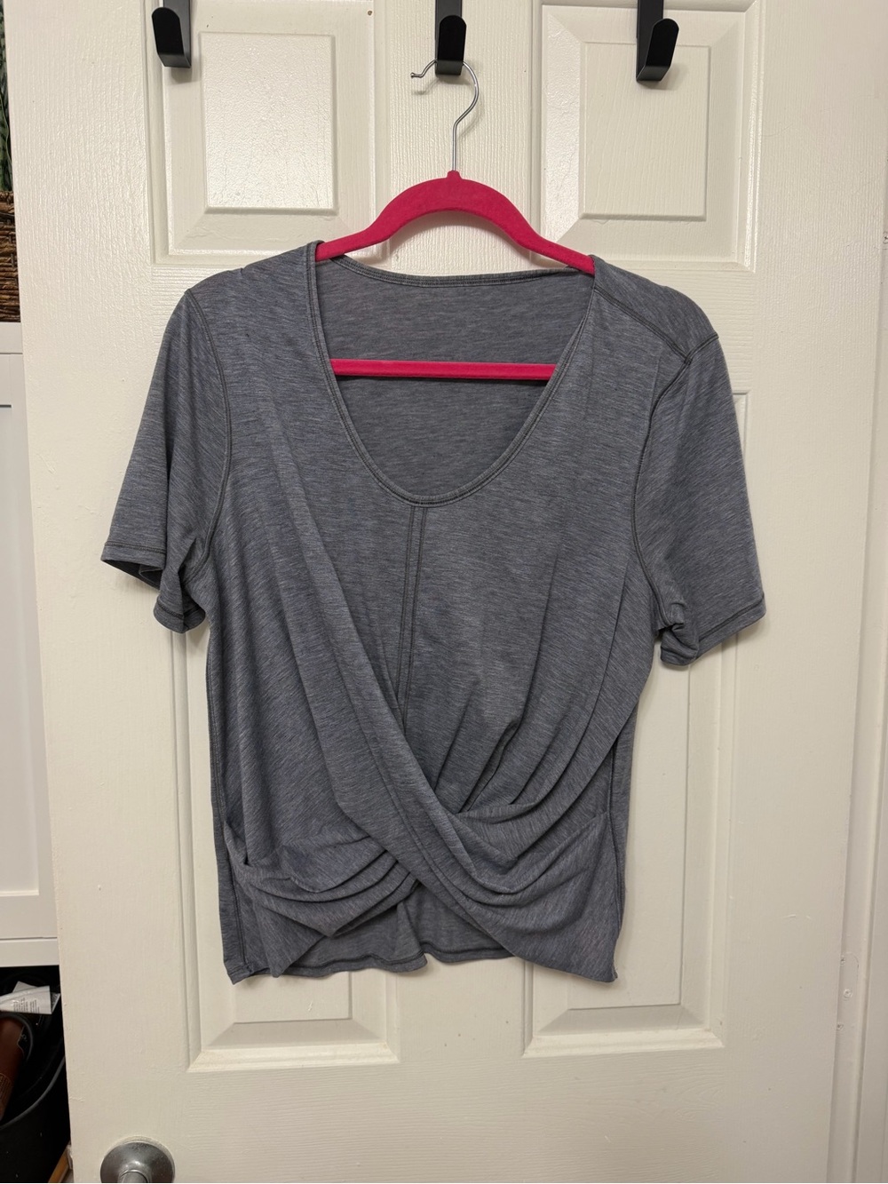 Lululemon Women's Blue/Gray Short-Sleeve Twist Front Top